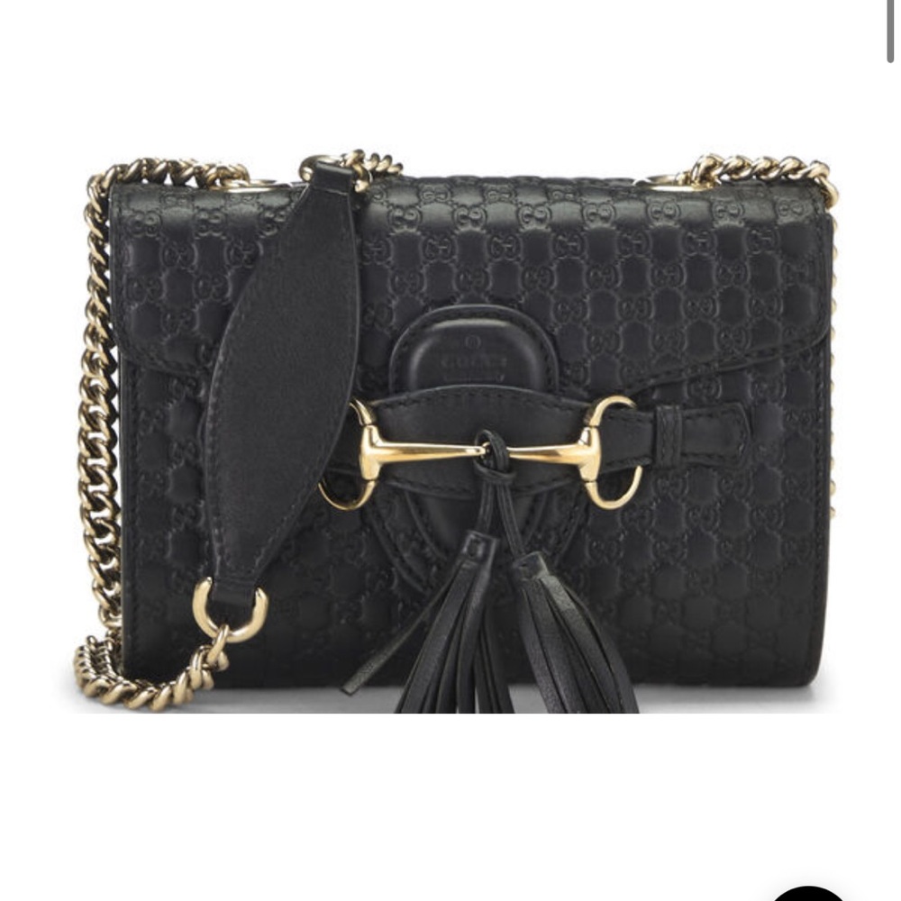 Authentic black Gucci microguccissima leather Emily chain crossbody bag - Picture 3 of 11
